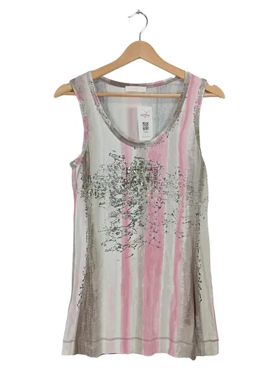 Airfield Damen Top Rosa M Ärmellos Viskose Strass Metallic Freizeit