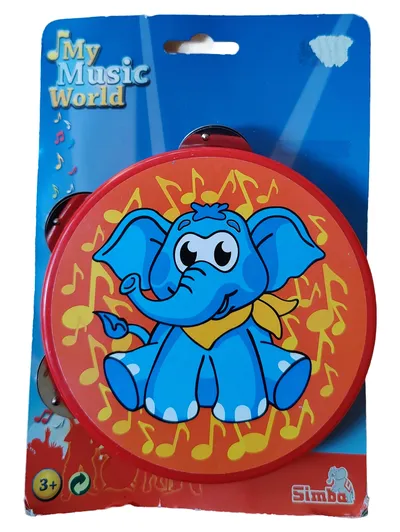 Simba Tamburin Elefantenmotiv My Music World Kinderinstrument Mehrfarbig