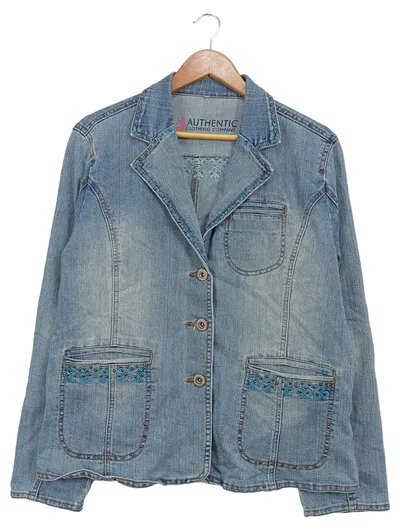 AUTHENTIC CLOTHING COMPANY Jeansjacke Damen Blau Gr. 42 (XL) Casual Stickerei