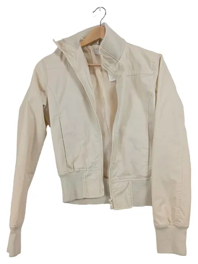 Vero Moda Damen Leichte Jacke Freizeit Gr. S Beige Uni Langarm Reißverschluss