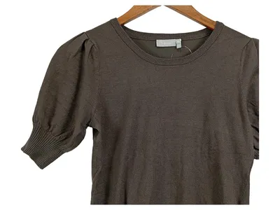 Fransa Damen Pullover Kurzarm Gr. 34/XS Oliv Casual Viskose
