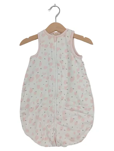 Kuniboo Baby Schlafsack Gr. 55/56 Weiß Rosa Punkte Reißverschluss