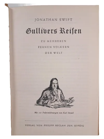 Gullivers Reisen Jonathan Swift Reclam Leipzig Federzeichnungen Stratil