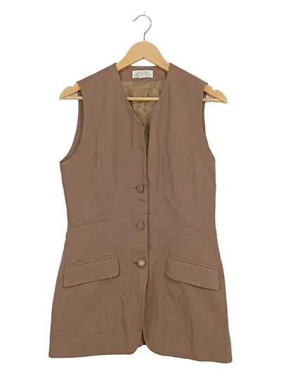 CARTOON Damen Longweste Beige Gr. 38/M Viskose Klassisch Business