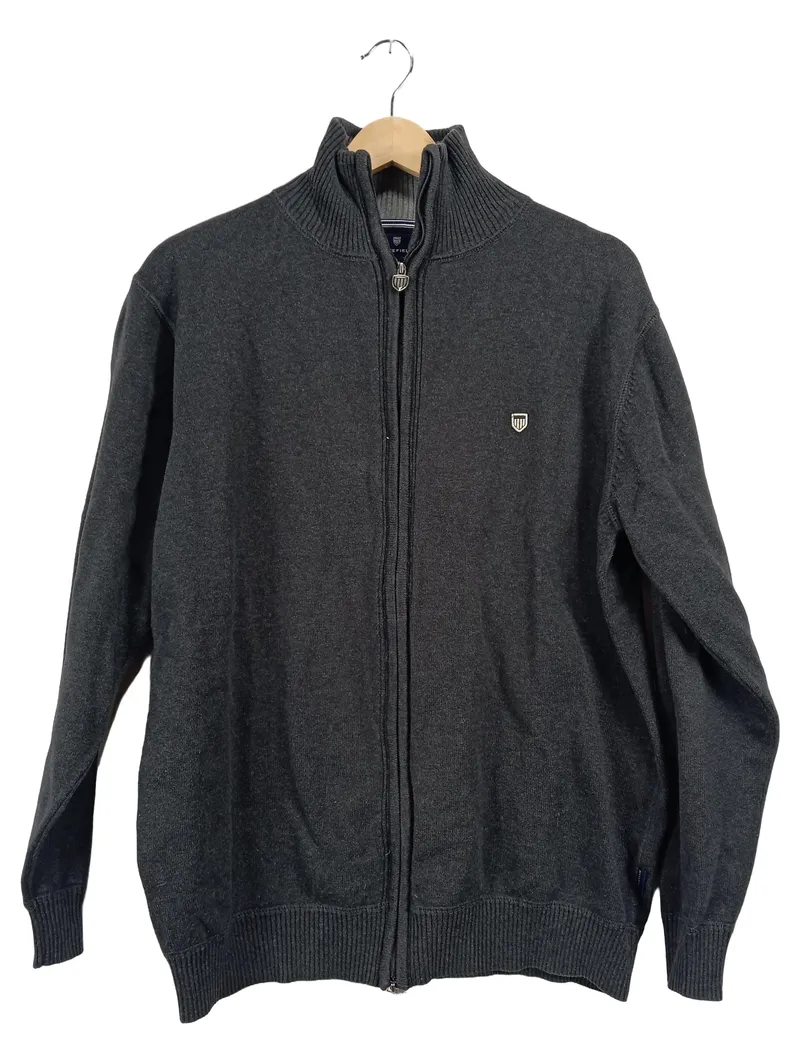 BASEFIELD Herren Strickjacke Gr. XL/54 Grau Baumwolle Reißverschluss 1