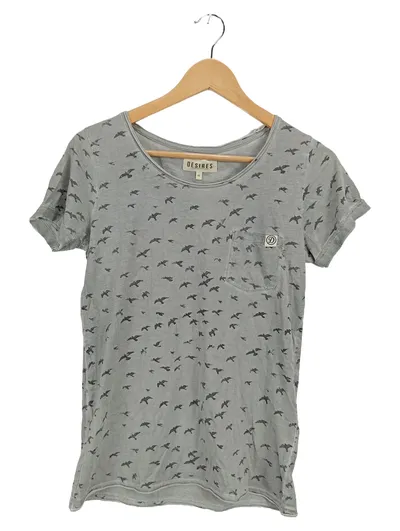 Desires Damen T-Shirt Grau XS Tiermotive Casual Baumwolle