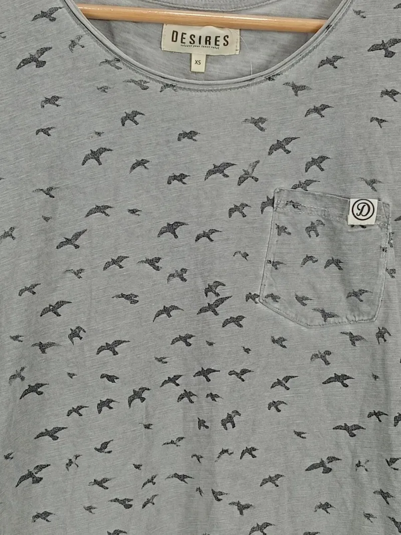 Desires Damen T-Shirt Grau XS Tiermotive Casual Baumwolle 3