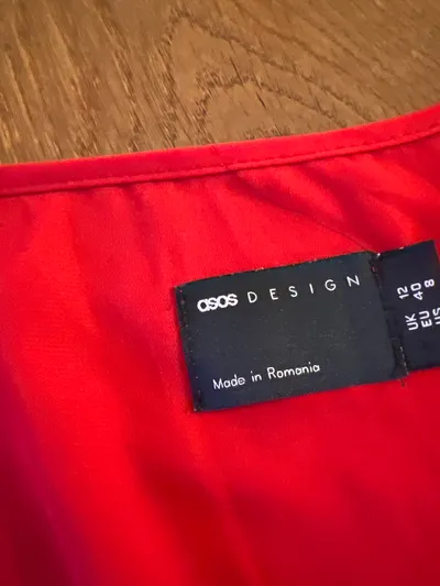 ASOS Design Damen Crop Top Rot Langarm V-Ausschnitt Gr. 40/L