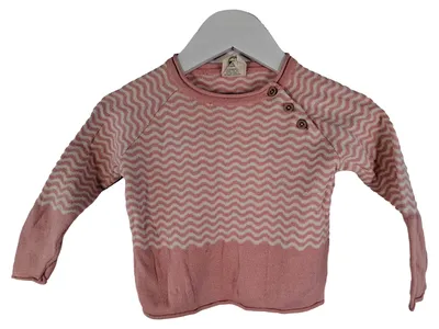 ALANA Baby Pullover Gr. 68 Rosa Zickzack Muster Bio-Baumwolle Mädchen