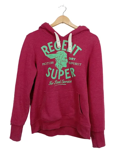 Superdry Damen Kapuzenpullover Hoodie Vintage Print Rot Gr. M