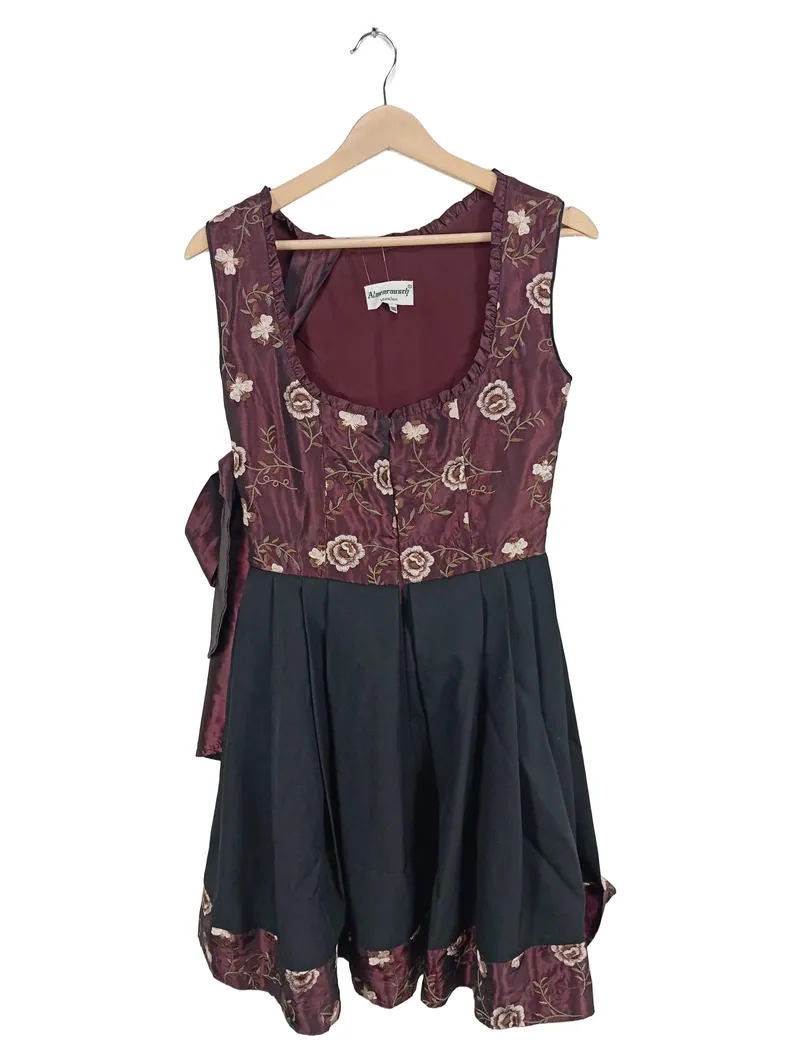 Almenrausch Dirndl Trachtenkleid Damen Gr. 36 Bordeaux Grün Stickerei 2