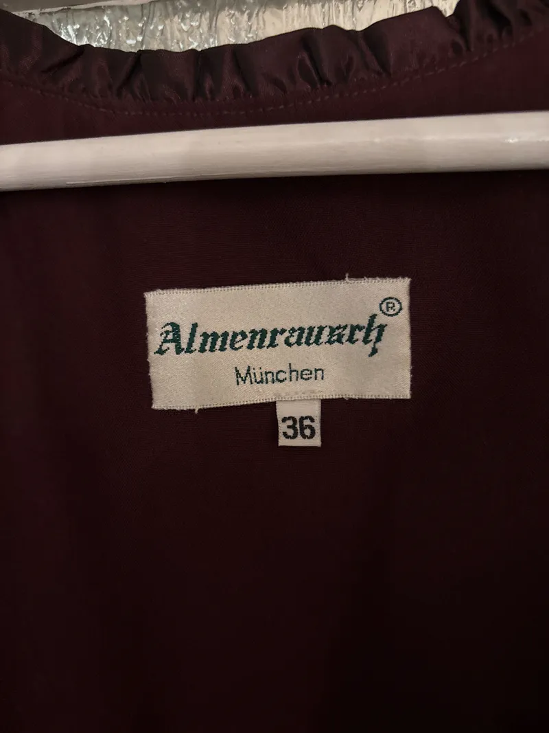 Almenrausch Dirndl Trachtenkleid Damen Gr. 36 Bordeaux Grün Stickerei 6