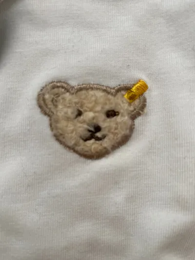 Steiff Trachtenhemd Kinder Gr. 80 Weiß Langarm Baumwolle Applikation