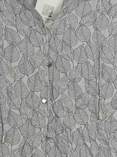 Bianca Damen Bluse Grau Florales Muster Strukturmuster Langarm Gr. 38/M