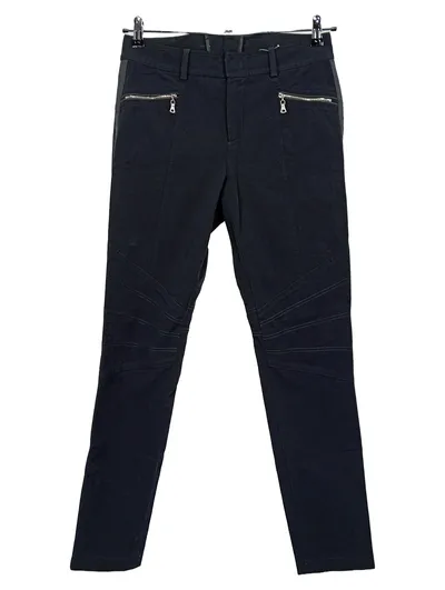 BOGNER Damen Hose Schwarz Bikerstil Gr. 38 Reißverschluss-Details