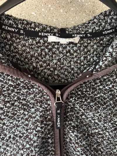 Kenny S. Damen Strickjacke Melange Grau Kapuze Reißverschluss Gr. 44