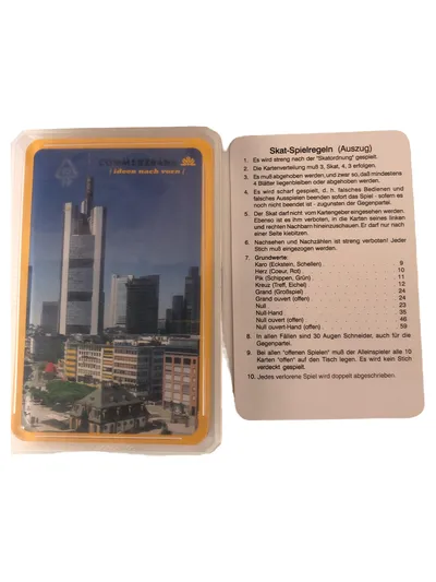 COMMERZBANK Skat Kartenspiel Frankfurt Skyline Werbeartikel Spielkarten