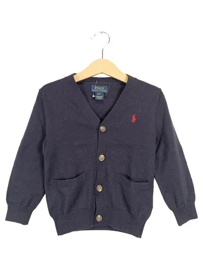 Ralph Lauren Kinder Strickjacke Gr. 98 (3T) Blau Klassisch Wolle