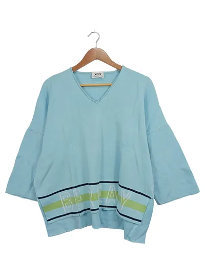 XOX Damen Pullover Blau Casual Gr. 40/L V-Ausschnitt 3/4-Arm