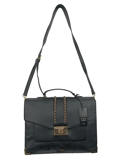 ALDO Damen Aktentasche Schwarz Elegant Business mit Goldkette