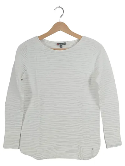 Street One Damen Langarmshirt Gr. 36/S Weiß Strukturmuster Baumwolle