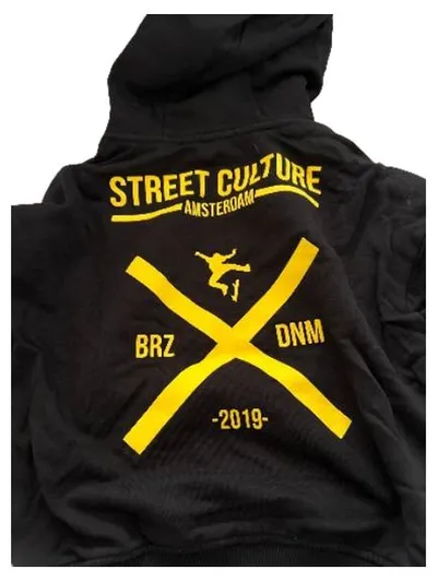 Kinder Kapuzenpullover Hoodie Skater Motiv Street Culture Gr. 128 Schwarz