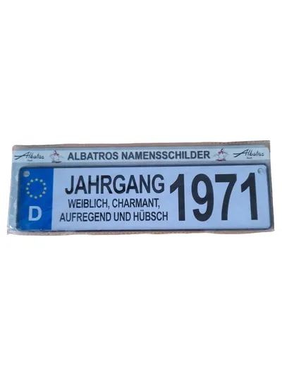 Albatros Blechschild Jahrgang 1971 Weiblich Charmant Retro Dekoschild