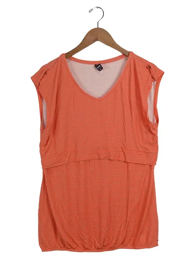 LOVE2WAIT Umstandsshirt Damen Gr. 38/M Orange Gestreift Kurzarm Viskose