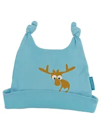 Eggkids Baby Mütze Elch Motiv Blau Baumwolle Kindermütze Knoten 1