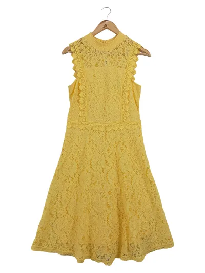 Dorothy Perkins Damen festliches Kleid Spitze Gelb Gr. 38 Elegant