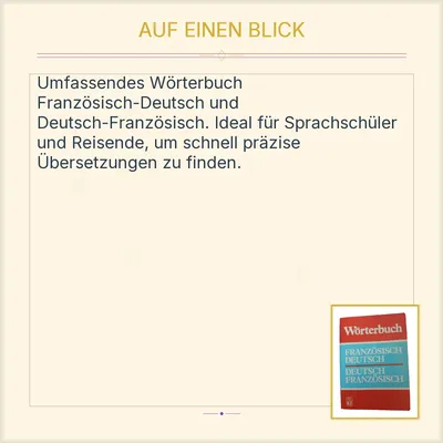 Wörterbuch Französisch Deutsch Deutsch Französisch Buch und Zeit