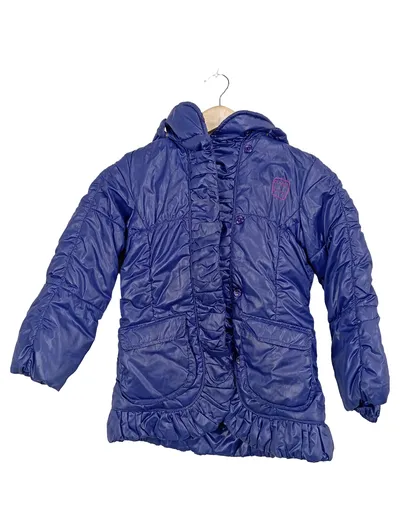 MEXX Mädchen Winterjacke Gr. 140 Blau Kapuze Rüschen Alltag Polyester