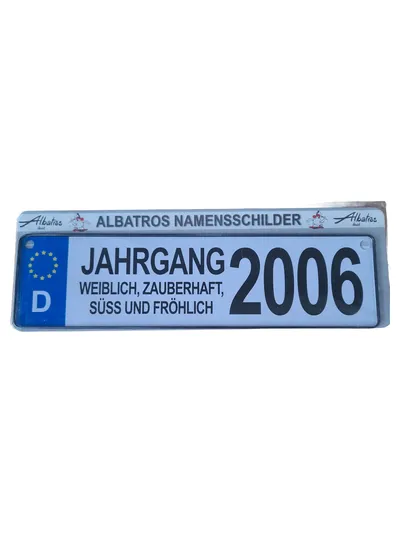 Albatros Blechschild Namensschild Jahrgang 2006 Weiblich Zauberhaft Süß