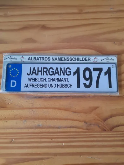 Albatros Blechschild Jahrgang 1971 Weiblich Retro Mehrfarbig Namensschild