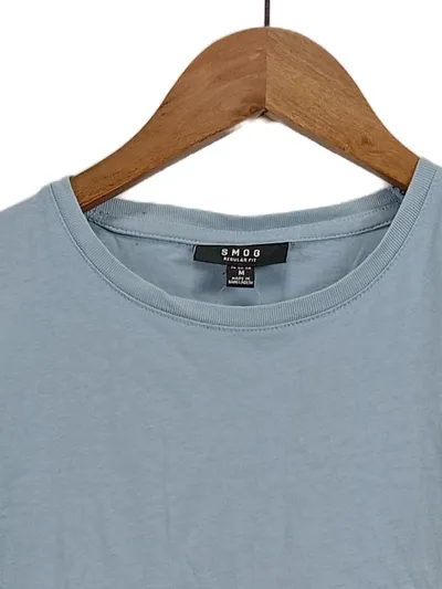 SMOG Herren T-Shirt Basic Blau Gr. 48/M Baumwolle Kurzarm Casual
