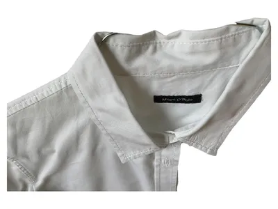 Marc O'Polo Hemdbluse Damen Gr. 38/M Weiß Baumwolle Klassisch