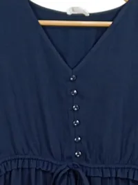 ABOUT YOU Damen Blusenkleid Gr. 36 Blau V-Ausschnitt Bindegürtel 2