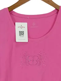 Basler Damen T-Shirt Gr. 40/L Pink Casual mit Strasssteinen 2