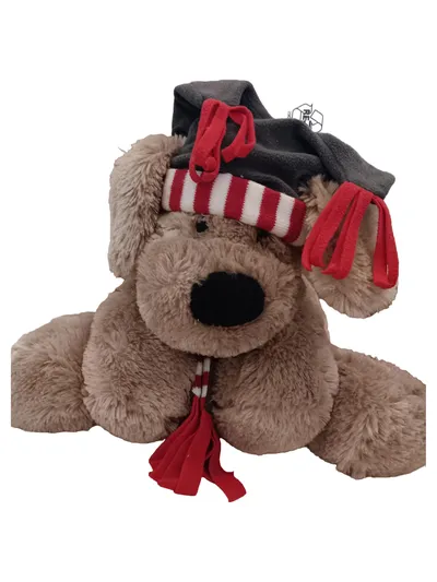 Simex Kuscheltier Hund Plüschtier mit Mütze Schal Mehrfarbig Weihnachtlich 32cm