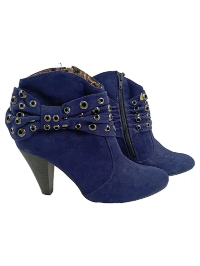 LA STRADA Stiefelette Damen 36 Blau Modern mit Nieten & Schleife
