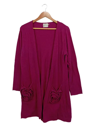 Masai Damen Strickjacke Gr. L Pink Casual mit Blumen-Applikationen