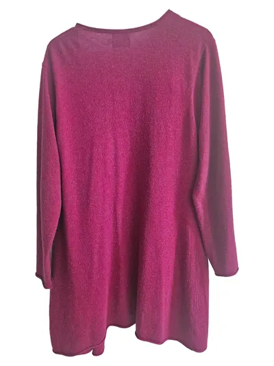 Masai Damen Strickjacke Gr. L Pink Casual mit Blumen-Applikationen
