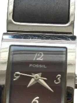 Fossil Damenuhr Elegant Silber Metall Holz Armbanduhr