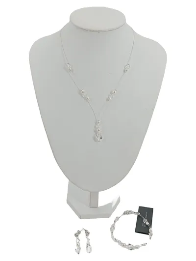 Crystal Art Schmuckset Kette Armband Ohrringe Swarovski Kristall Perlen Silber