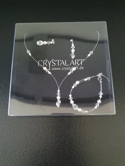 Crystal Art Schmuckset Kette Armband Ohrringe Swarovski Kristall Perlen Silber