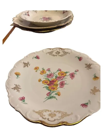 Bavaria Porzellan Platzteller Klassisch Rund Blumenmuster Weiß Festlich