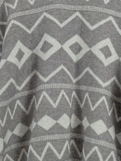 Dazy Pullover Damen Strickpullover Geometrisches Muster Gr. 40/L Grau Retro