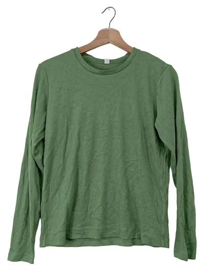 Uniqlo Damen Langarmshirt Basic Grün Gr. 36/S Polyacryl Viskose