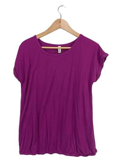 Soyaconcept Damen T-Shirt Gr. L Lila Lyocell Casual Kurzarm