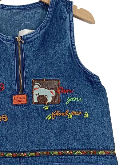 FEIMA Jeanskleid Kinder Mädchen Gr. 130/128 Blau Stickerei Casual